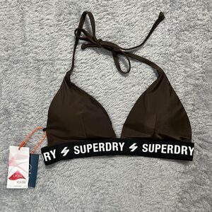 NWT Superdry Code Triangle Elastic Bikini Top Brown Recycled Sz 10